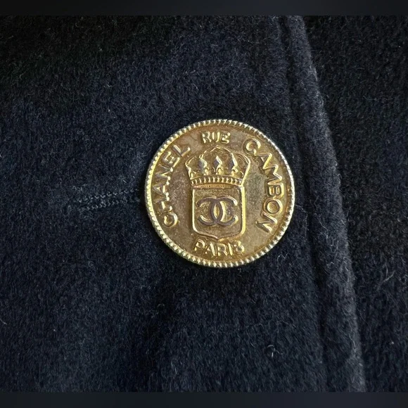 CHANEL Boutique 1988 Black Wool Coat